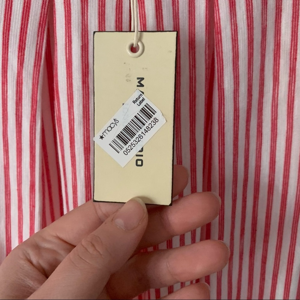 NWT Max Studio | Red & White Ruffle Sleeve Top - Picture 6 of 9